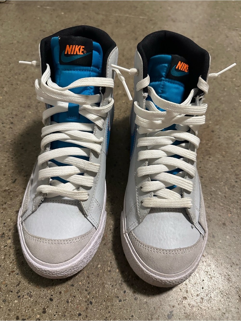 Nike Men’s High-Top Sneakers in White, Blue & Orange